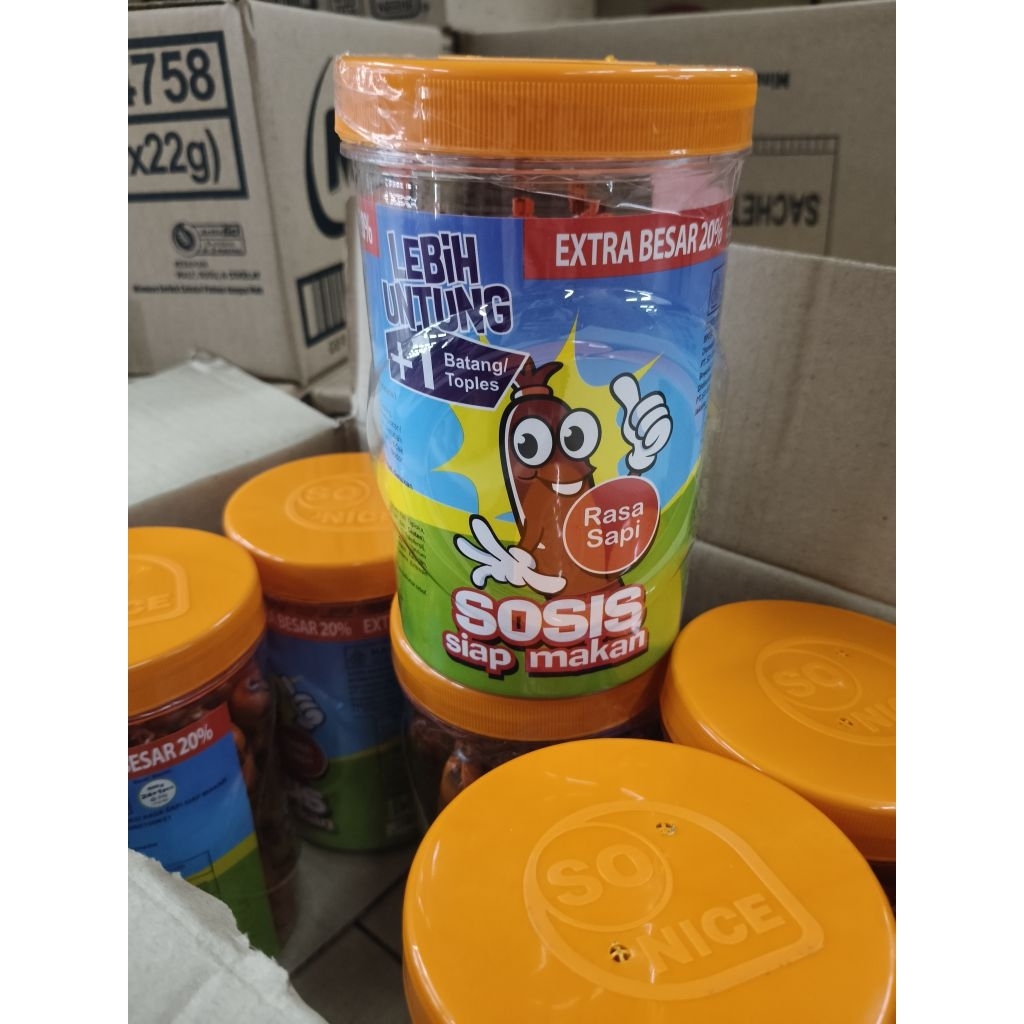 Sosis So Nice 1 Dus isi 6 Toples x 25pc - Sosis Siap Makan