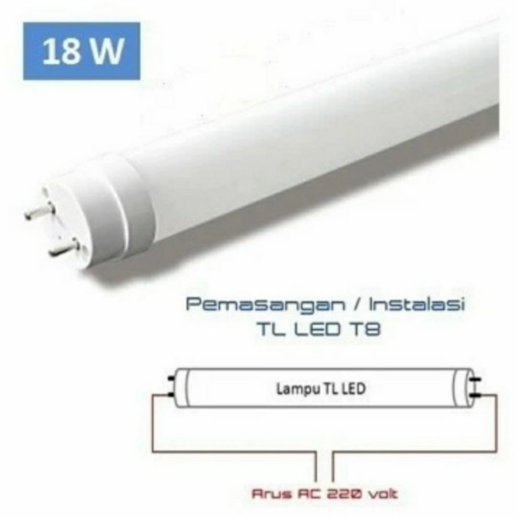 Lampu TL T8 LED 18W 120Cm LED Tube Housing Kap 120 Cm 18 Watt