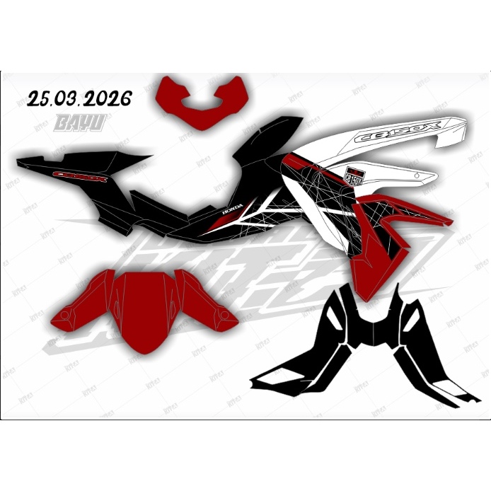 Decal CB 150x striping stiker motor CB 150x desain keren MOTIF Twin afrika trend custom desain D-N4-