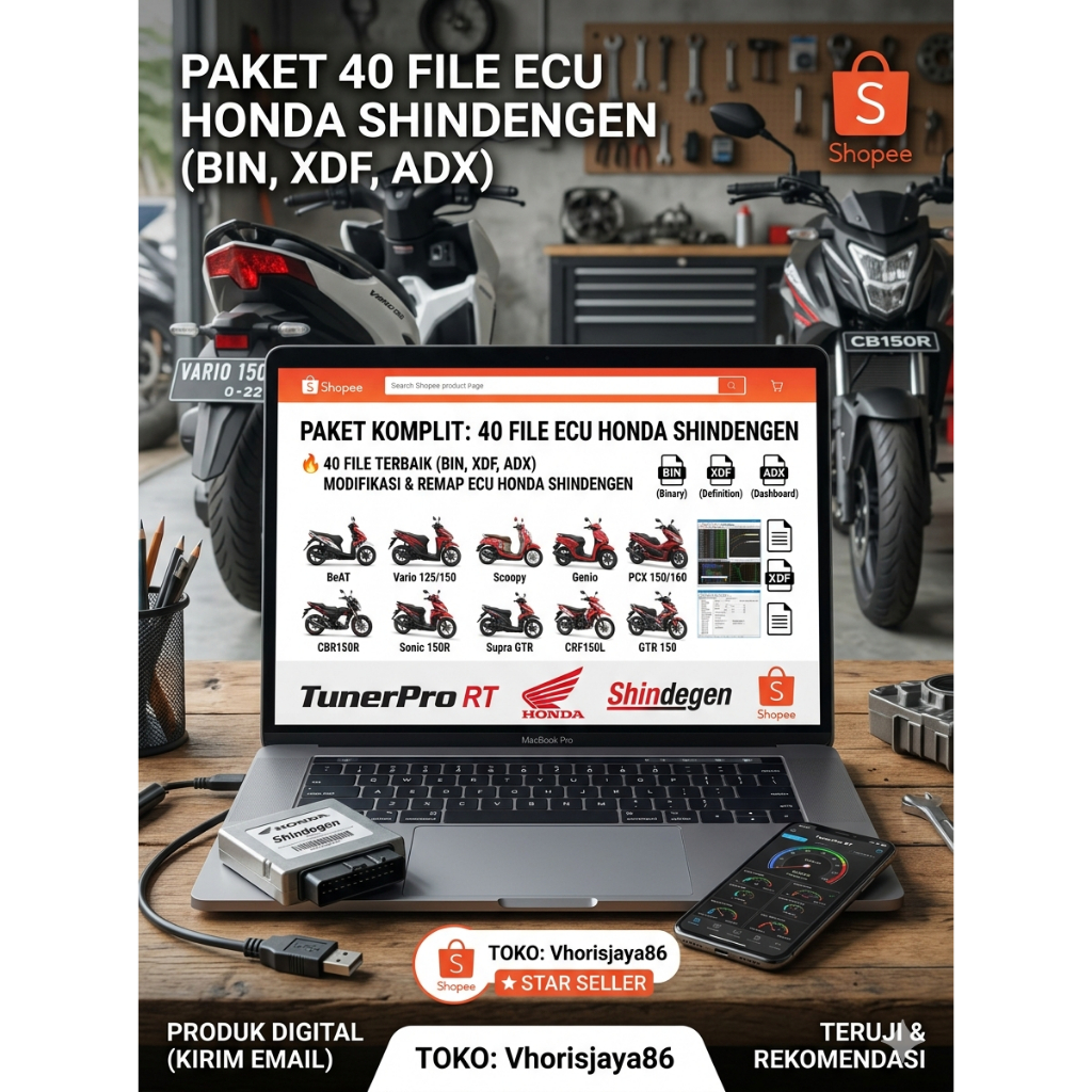 PAKET 40 FILE ECU HONDA SHINDENGEN - BIN XDF ADX - REMAP ECU STANDAR VARIO BEAT SCOOPY PCX CBR CRF D