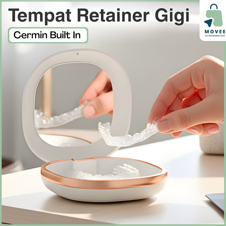 Tempat Retainer Gigi Set Cermin Tempat Gigi Palsu Lepas Pasang Denture Box Kawat Gigi