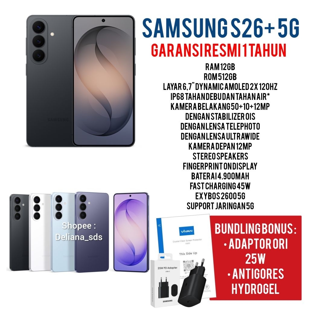 Samsung S26+ 5G 12/512 Garansi Resmi 1 Tahun Samsung S26+ 12/512 Samsung S26 Plus 5G 12/512 Samsung 