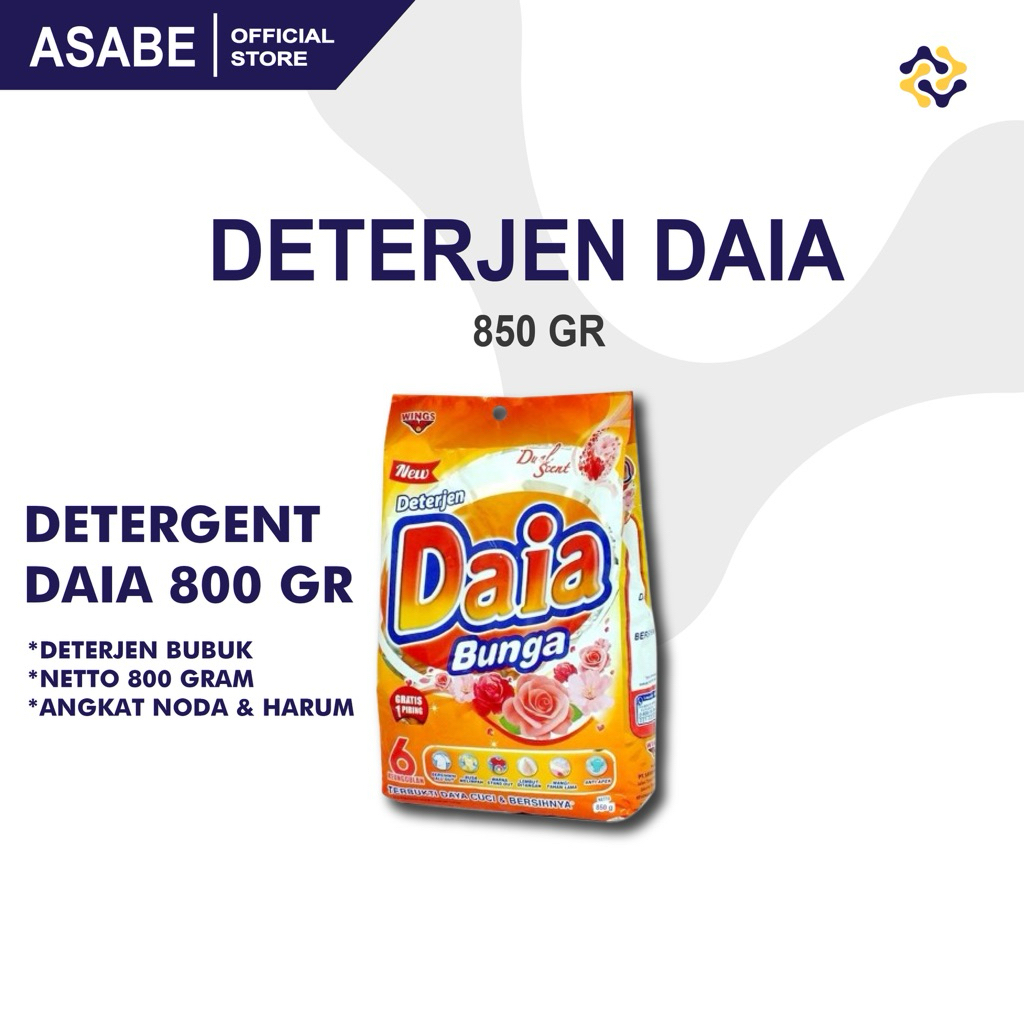 Detergent Daia 850gr | Deterjen Daia 850 gr | Sabun Cuci Pakaian Daia | Deterjen Bubuk