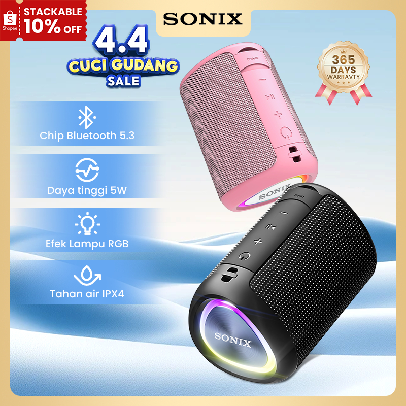 Sonix Speaker Bluetooth SK07 Bass RGB Waterproof IPX4 Bluetooth 5.3 1200mAH Portable Original - Gara