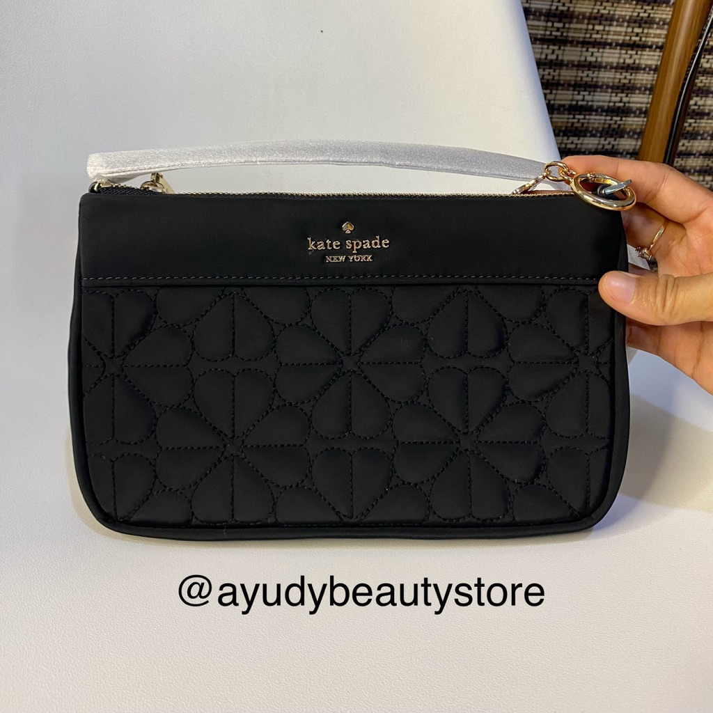 Kate Spade New York Shoulder Bag Black Quilted Nylon Original Like New Preloved Tas Wanita