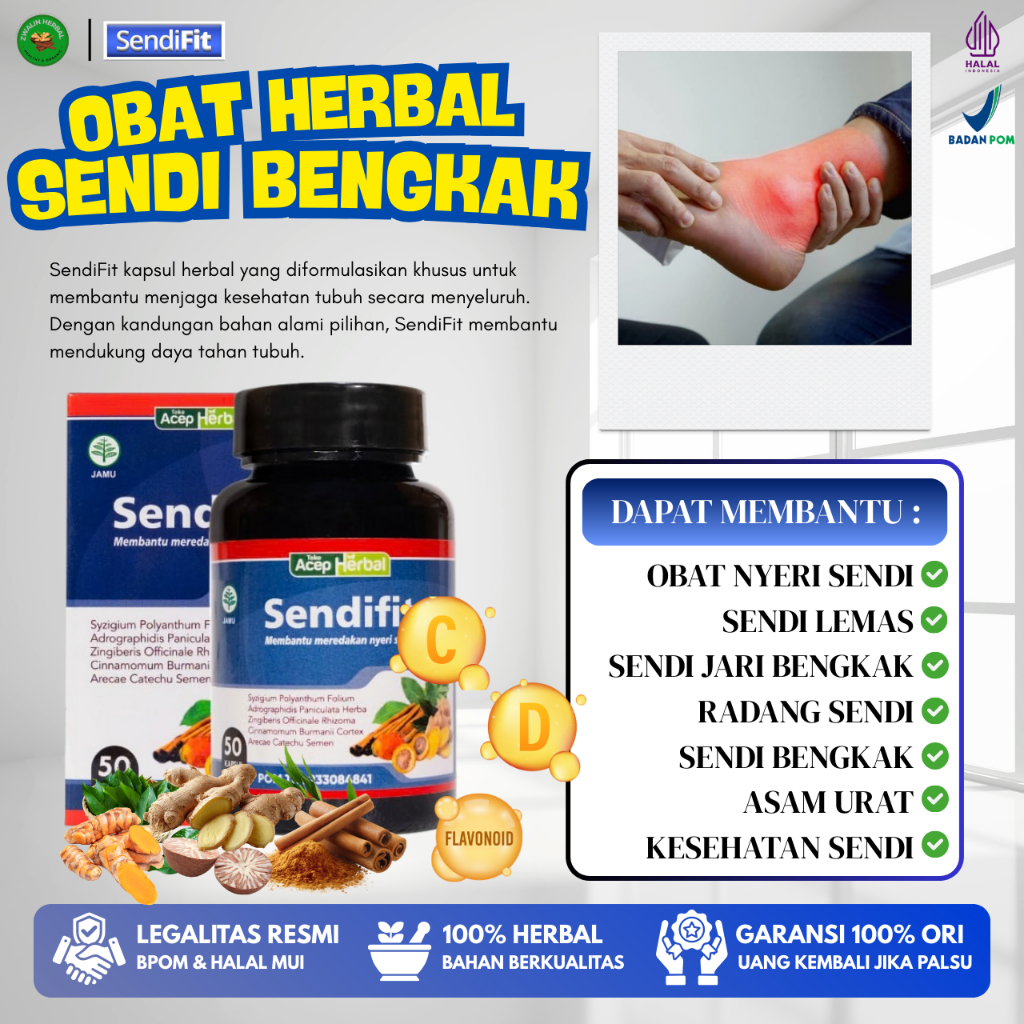 SendiFit Isi 50 Kapsul - Atasi Sendi Bengkak, Radang Sendi, Obat Nyeri dan Bengkak Sendi, Sendi Tera