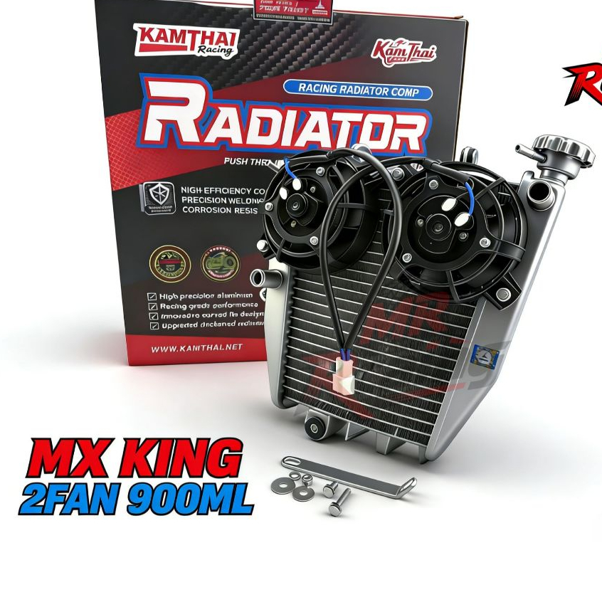 KAMTHAI Racing BIG RADIATOR ASSY CURVE w/ DUAL BLOWER FAN FOR Exciter mx king LC150 V1 / V2 9000ML