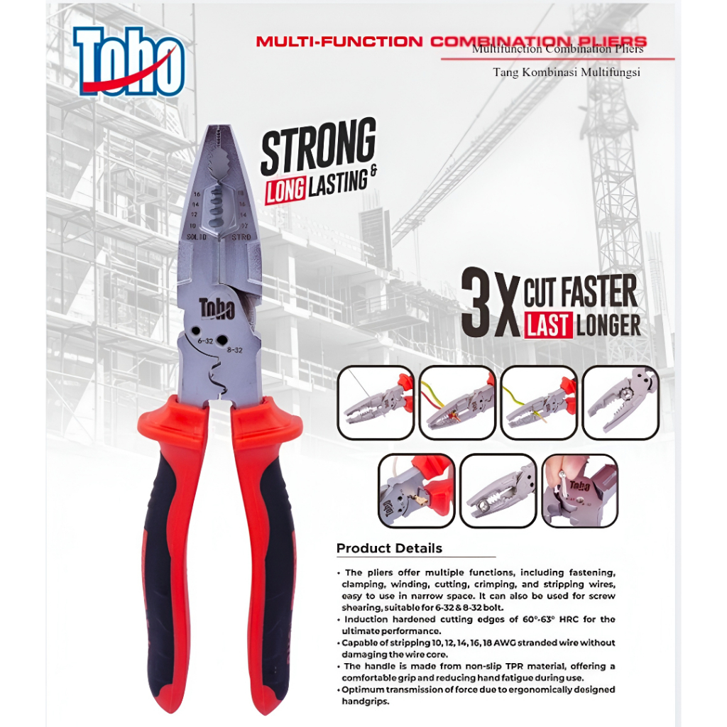 TOHO TANG CRIMPING MULTIFUNGSI 6 IN 1 TANG KOMBINASI MULTIFUNGSI
