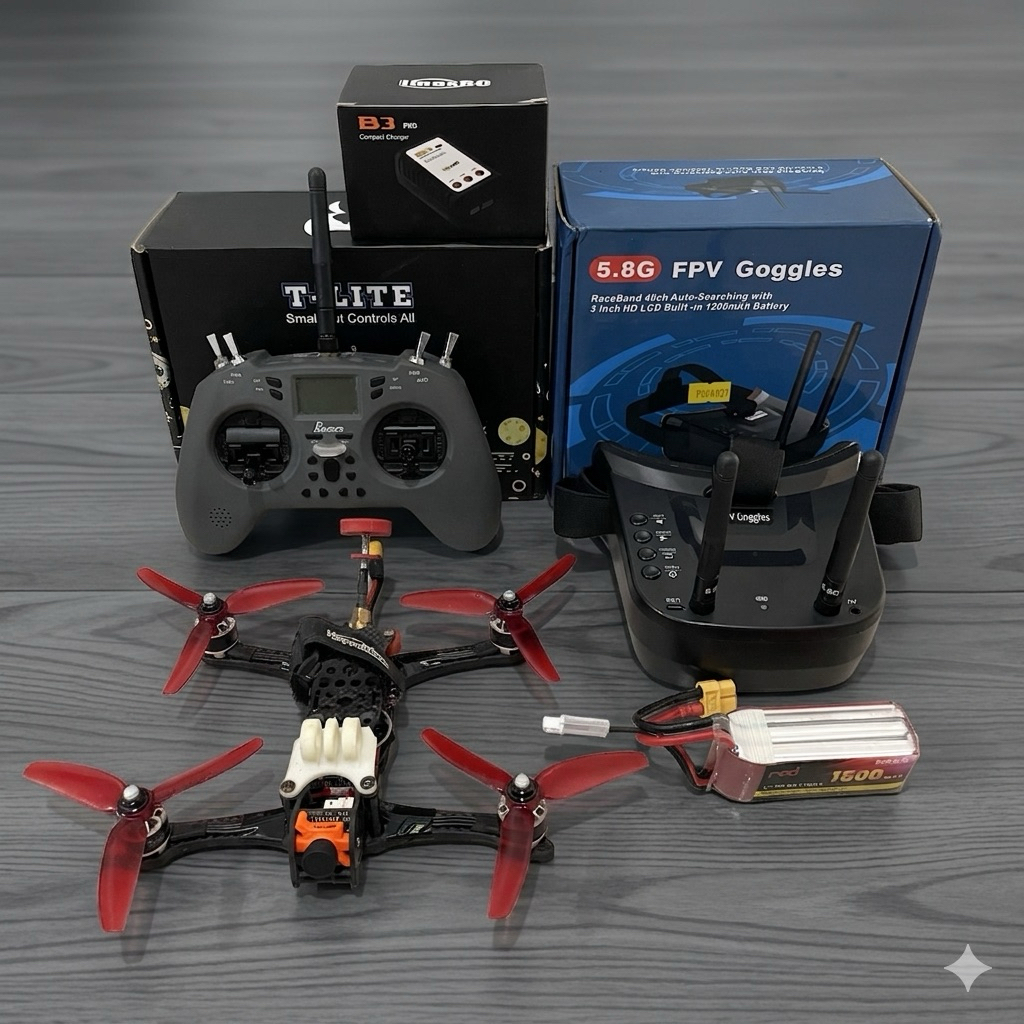 Quad Drone m FPV Cinewhoop Racing Freestyle Analog Brushless RTF Fullset Siap Terbang