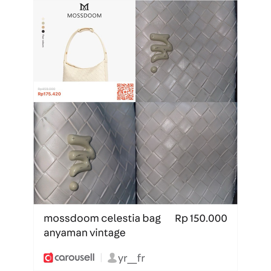 mossdoom celestia bag anyaman vintage white