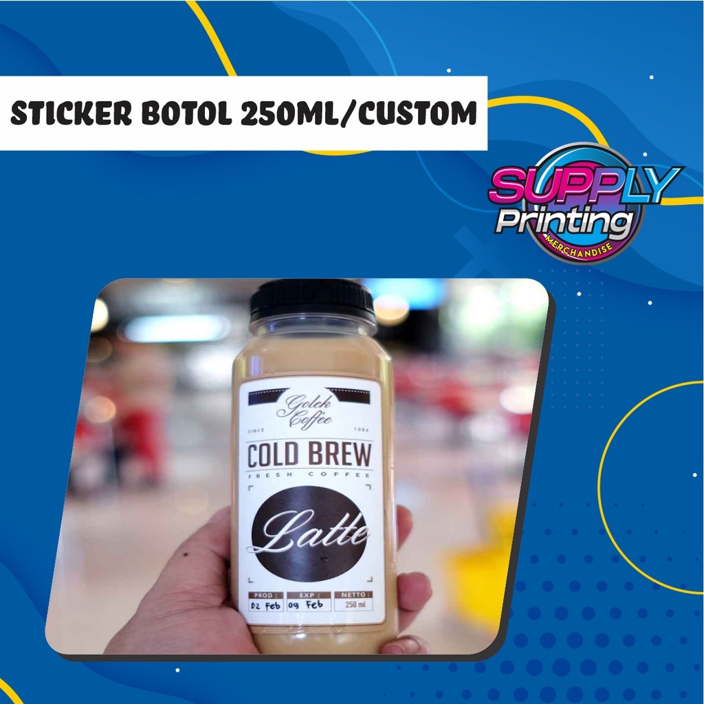 Stiker Label Botol Kemasan Minuman Murah FREE DESIGN (isi 150)