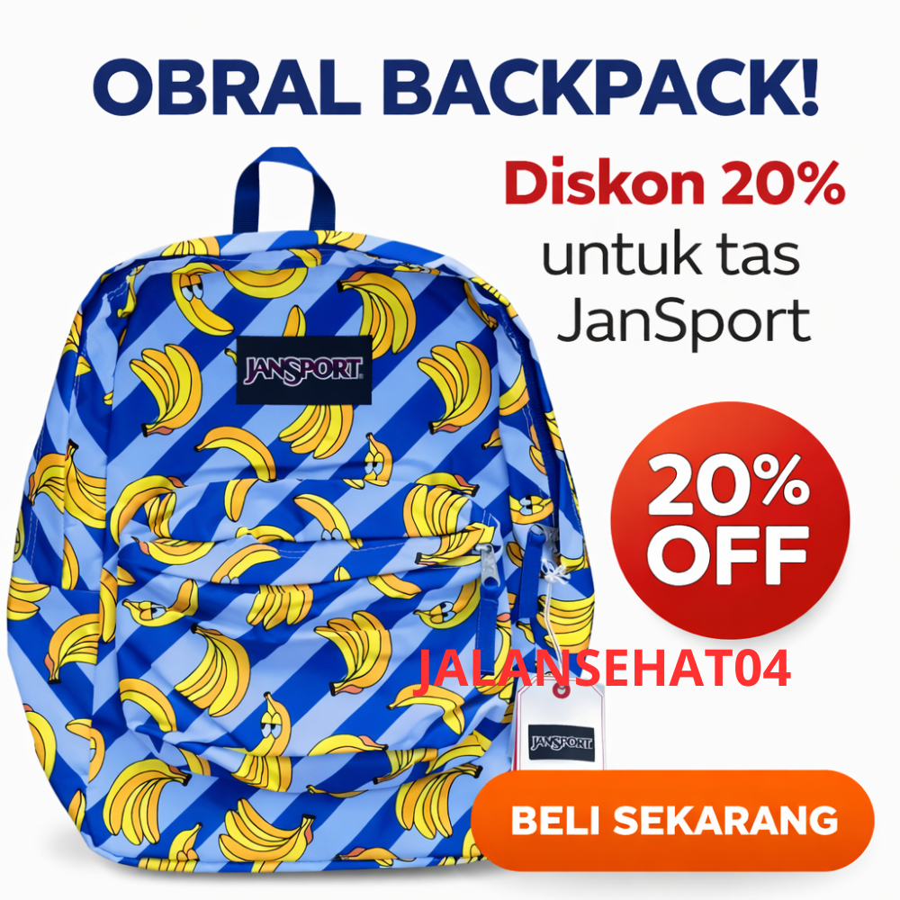 (JALANSEHAT04) PREMIUM TAS RANSEL WANITA PISANG TAS WANITA JANSPORT - BANANAS ORIGINAL tas sekolah j