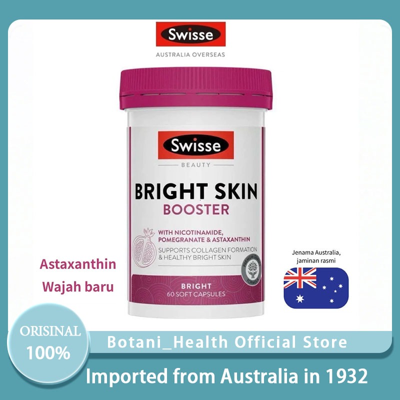 Pemutih Wajah Cepat Hasil Terlihat 7 Hari 60 Kapsul Suplemen Kulit Swisse Bright Skin Booster untuk 