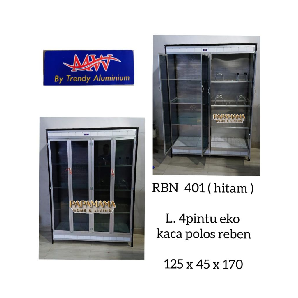 Rak Piring 4Jb Full Pintu Polos - Lemari  Sayur 4 Pintu Dinding Aluminium - Rak Dapur Murah Medan