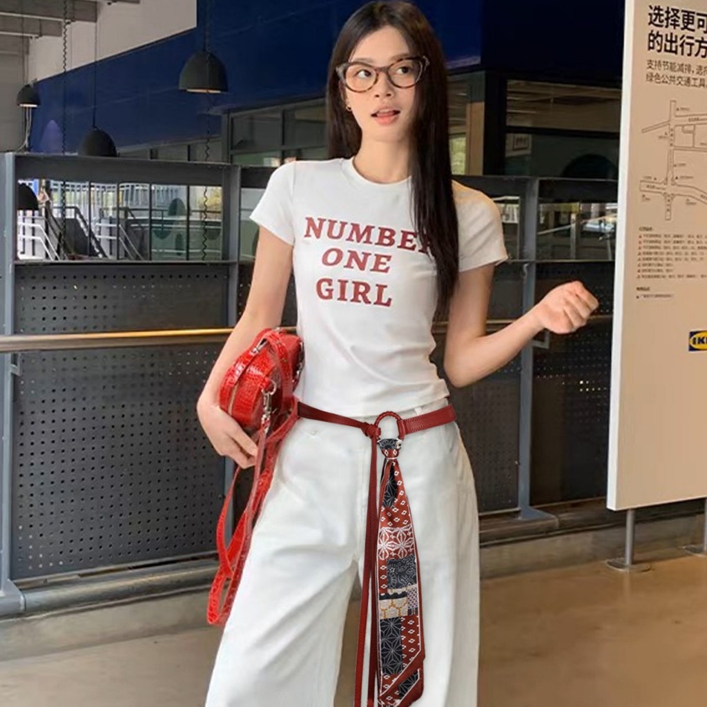 Sabuk Syal Motif Batik Wanita Pria Fashion Korea - Ikat Pinggang Kulit PU Merah/Hitam Gaya Punk Kasu