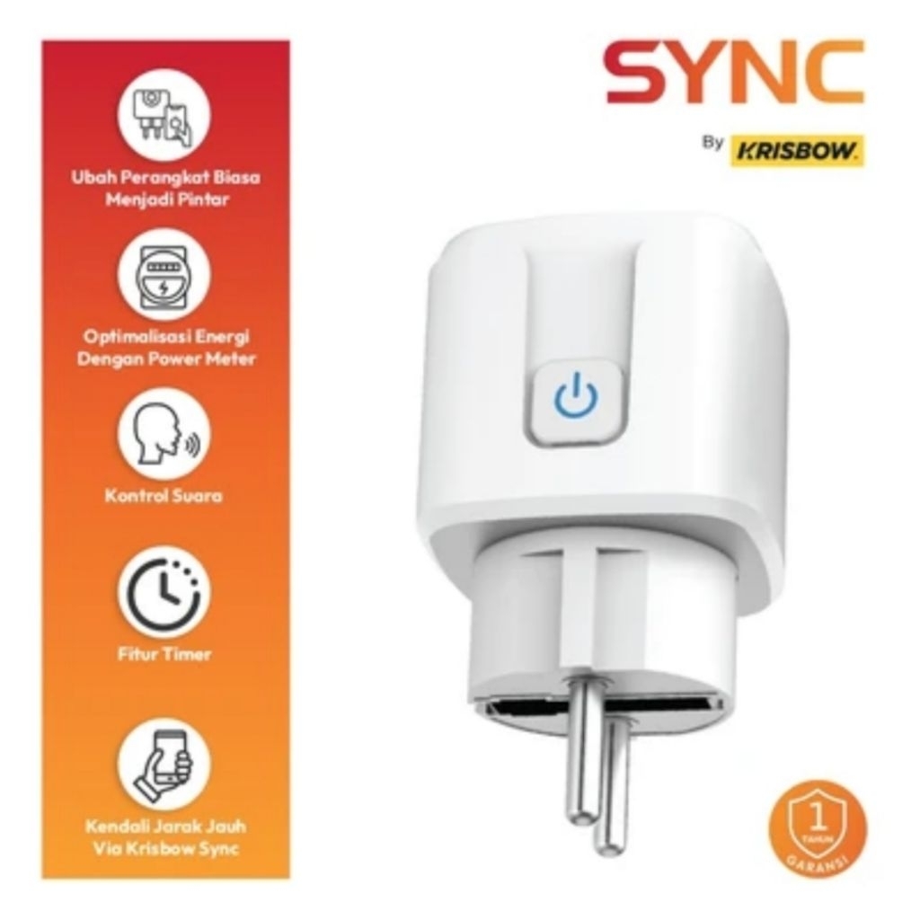 KRISBOW SYNC STEKER SMART PLUG UE DENGAN MONITORING FUNCTION