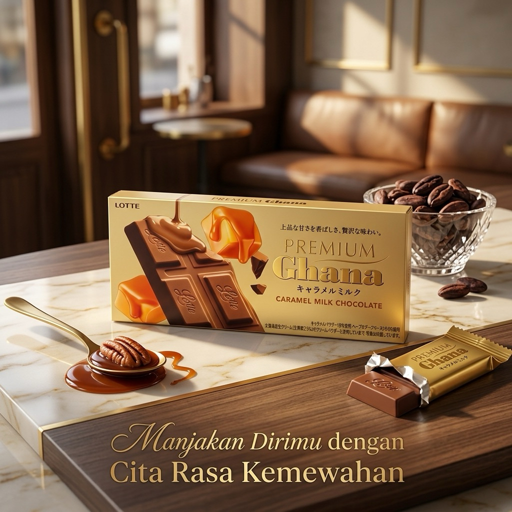 Lotte Premium Ghana Caramel Milk Chocolate Jepang Coklat Caramel Import Jepang Original