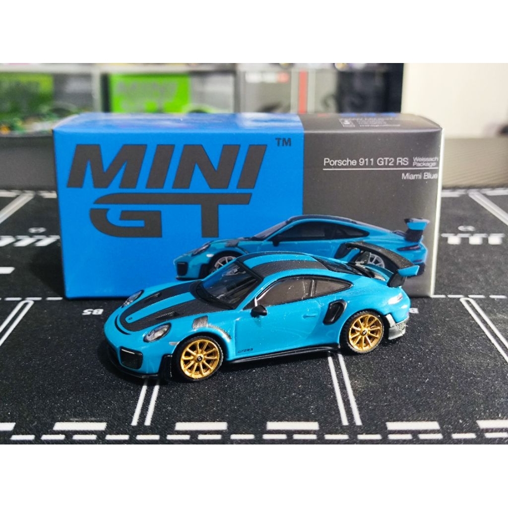 Mini GT 344 porsche 911 gt2 RS weissach package Miami Blue
