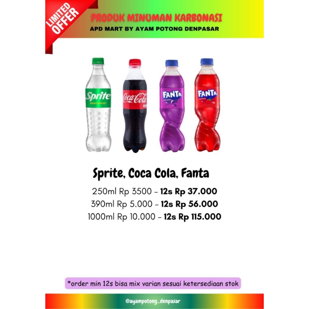 APD - MINUMAN FANTA COCA COLA SPRITE PULPY NUTRIBOOST