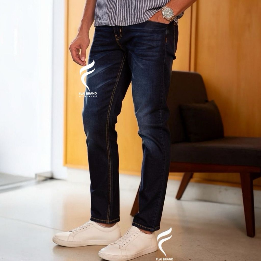 CELANA PANJANG PRIA SOFT JEANS PREMIUM NAVY WHISKER PREMIUM DI0R TERLARIS DI MEDAN