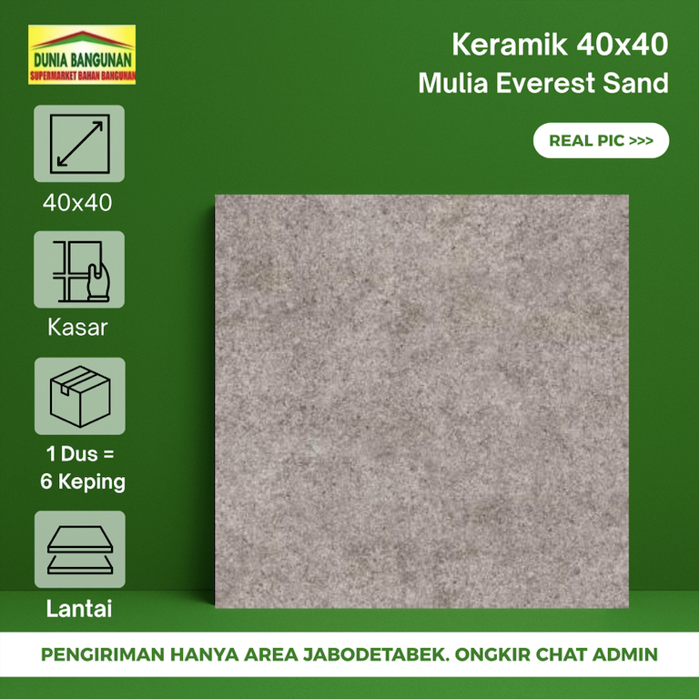 Keramik 40x40 Mulia Everest Sand Keramik Lantai kasar Kamar Mandi Abu