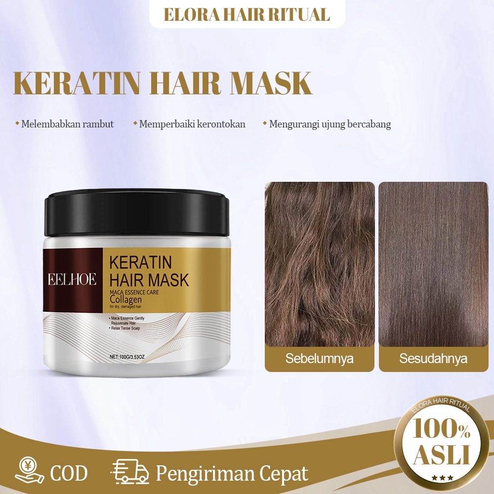Eelhoe Keratin Hair Mask 100g Hair Treatment Smooth Anti-Frizz Anti Kusut Anti Rambut Rontok Rambut 