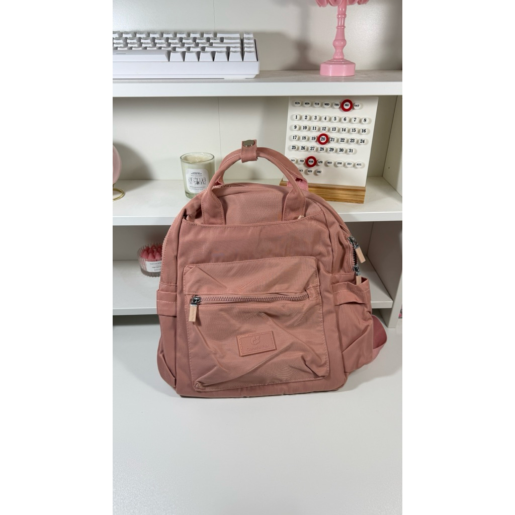 pink backpack colorful fox