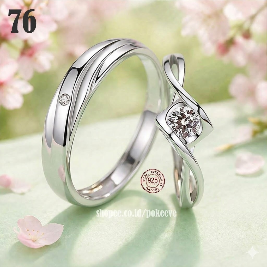 Cincin Couple Silver Pasangan Nikah Cowok/ Cewek Perak Sterling S925 Ring