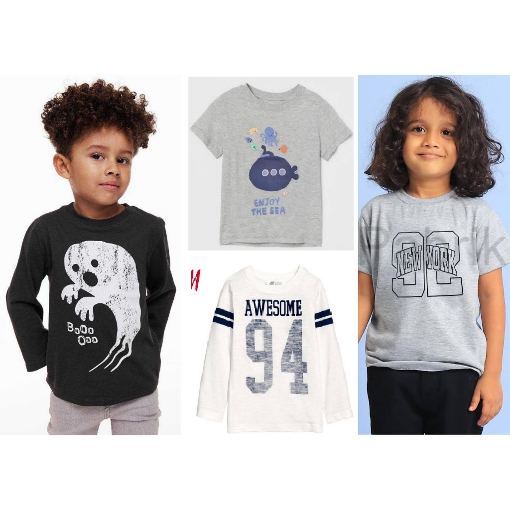 Pabrik branded HaeM tee kids H6 4 6 9 12 18 month bulan 1 2 4 6 8 10 years tahun abu biru kuning hit
