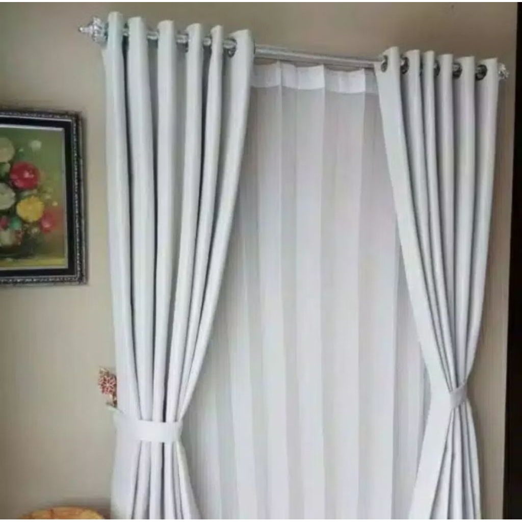 Gorden blackout warna putih serat polos premium, gorden pintu atau jendela