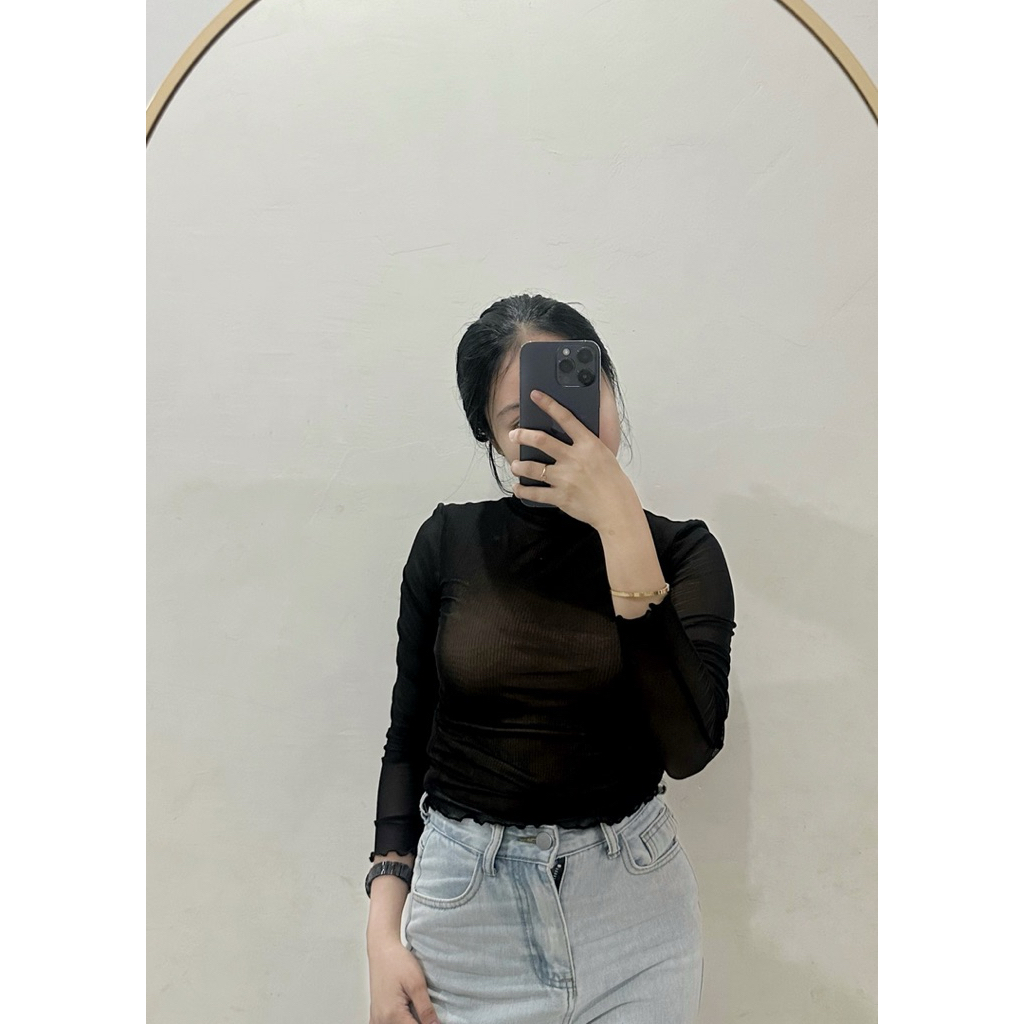 Preloved H&m Sheer Mesh Top (Atasan Transparan)