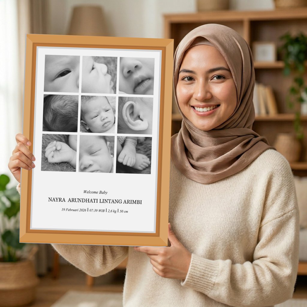 CETAK PHOTO BIODATA BAYI + BINGKAI KAYU MDF