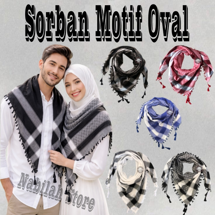 Sorban Pria Wanita Motif Oval Bahan Premium Bagus Dan Lembut