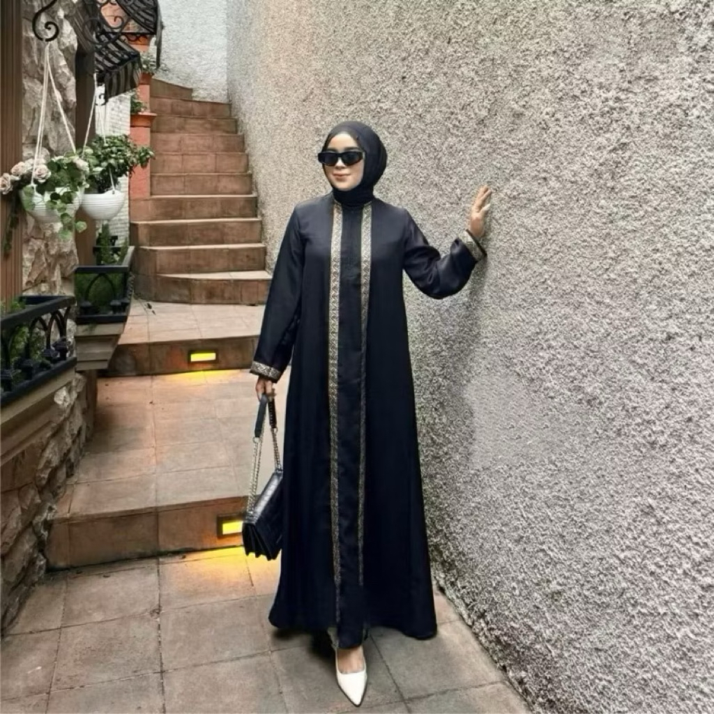 Baju Abayah Muslim NEW!!!Gamis Abaya Rendah Emas Trend Lebaran 2026 Bahan Rayon Twile Premium/Abaya 