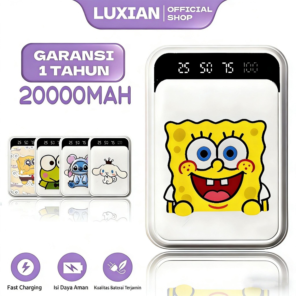LUXIAN LENTIVEN Powerbank 20000 mAh Cute Mini Kartun Fast Charging