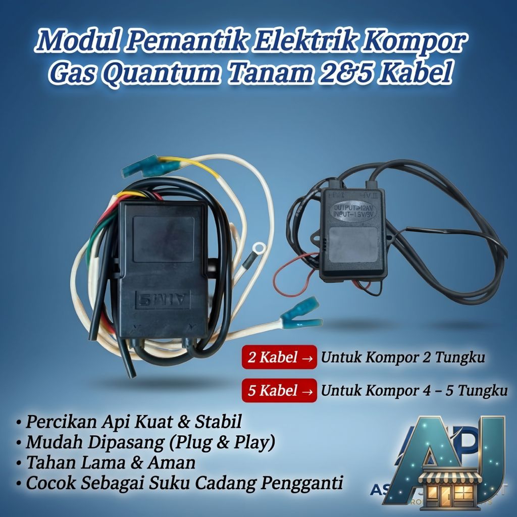 Modul Pemantik Elektrik Kompor Gas Tanam Quantum 2 dan 5 Kabel