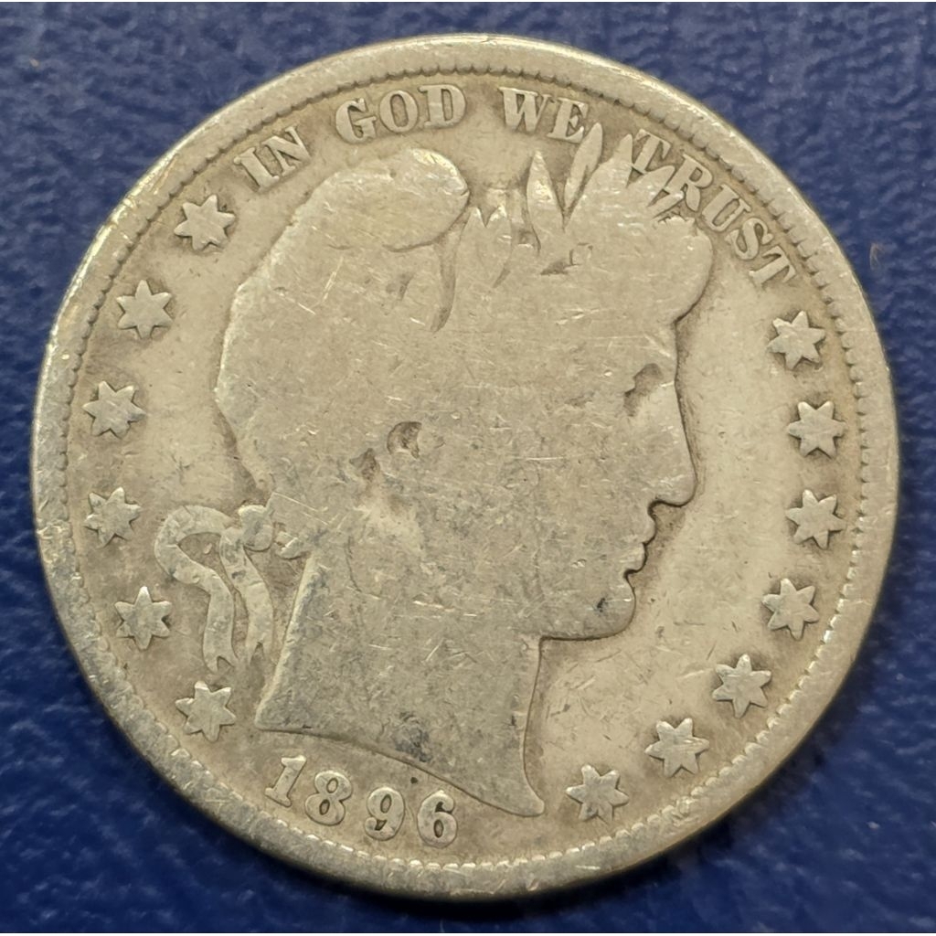 Koin Perak Barber Half Dollar 1896 US