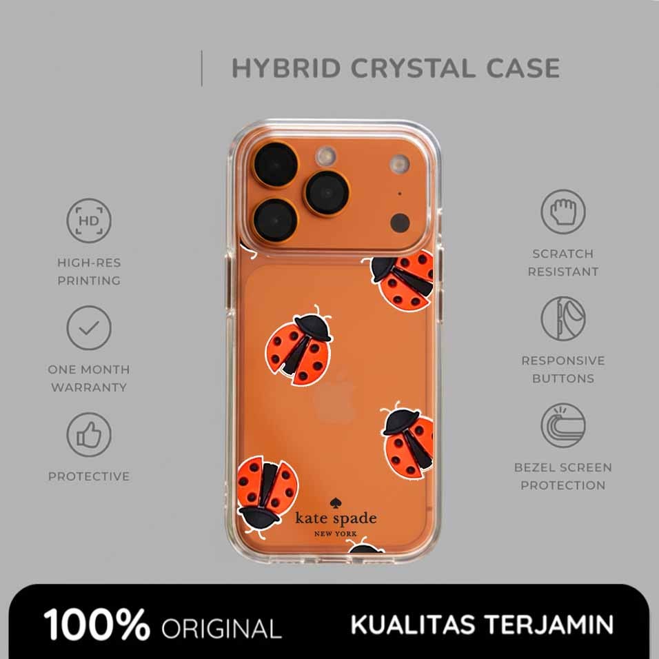 Casing iPhone Kate Spade Case Ladybug Shank Clear Magsafe Softcase Anti Shock Style 17 16 15 14 13 1