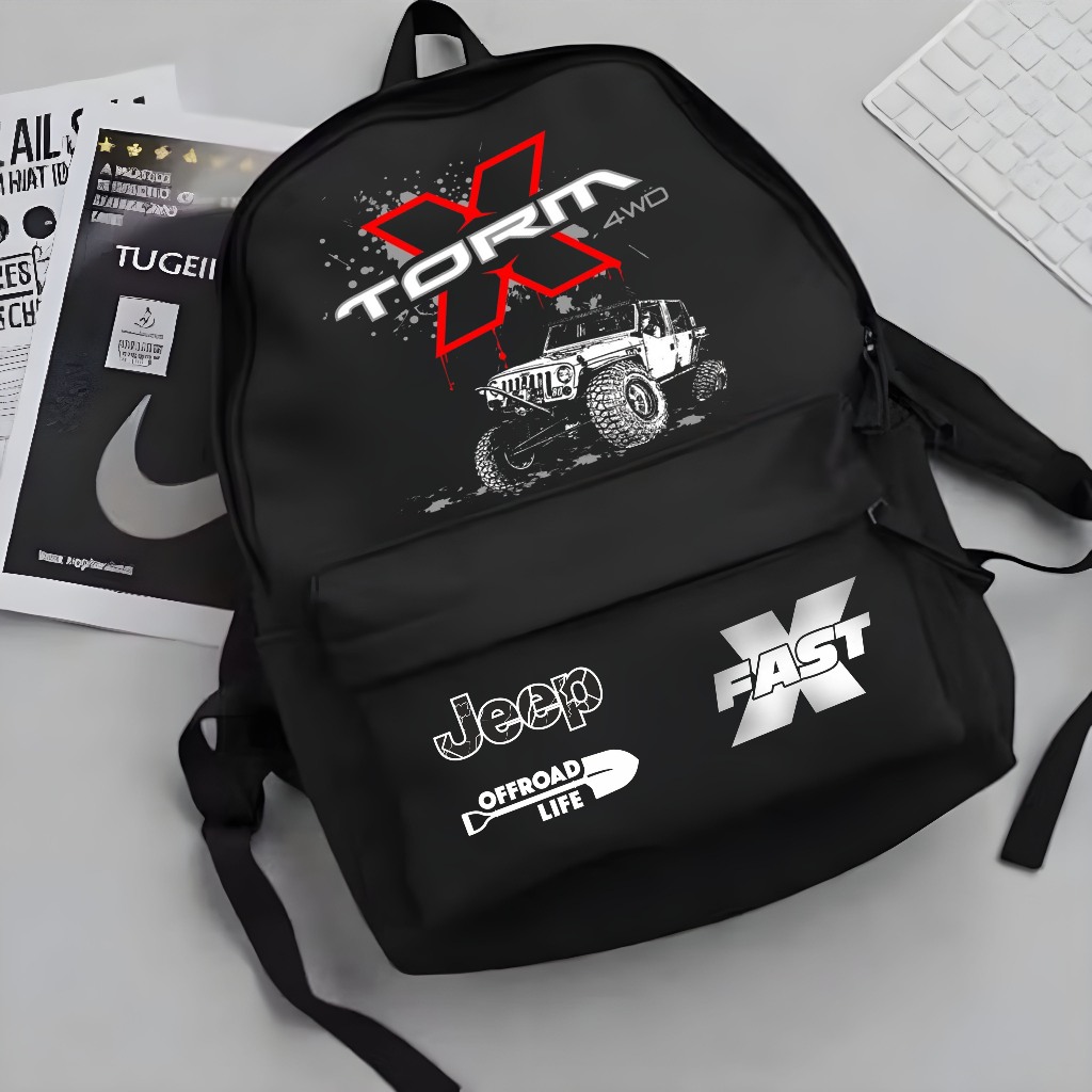 Tas Ransel Sekolah Anak Laki Laki Perempuan Backpack SD SMP SMA Terbaru Motif Jeep Remaja Kekinian C