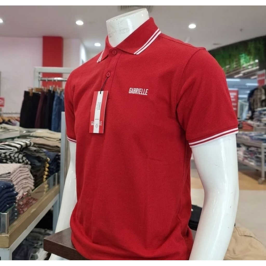 KAOS KERAH PRIA PREMIUM WARNA MERAH GABRIELLE JEANS