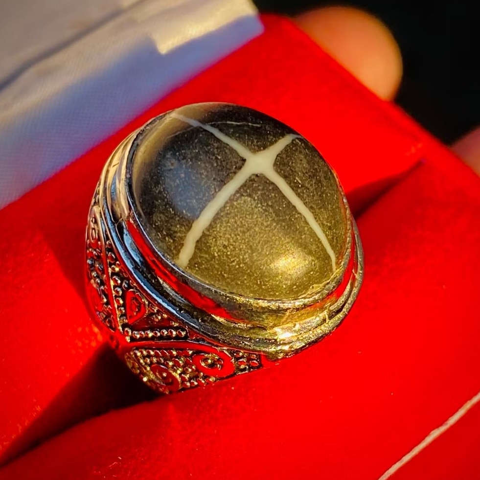 BATU AKIK JASPER TAPAK JALAK RING ALPAKA SUPER