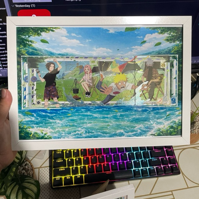Kartu Naruto Kayou PU – Team 7 (Naruto, Sasuke, Sakura, Kakashi) + Bingkai Akrilik A4