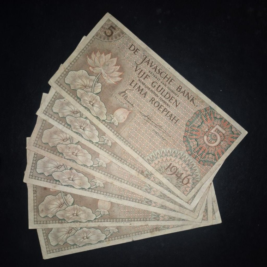 Uang Kuno Seri Federal Pecahan 5 Gulden atau 5 Rupiah Tahun 1946