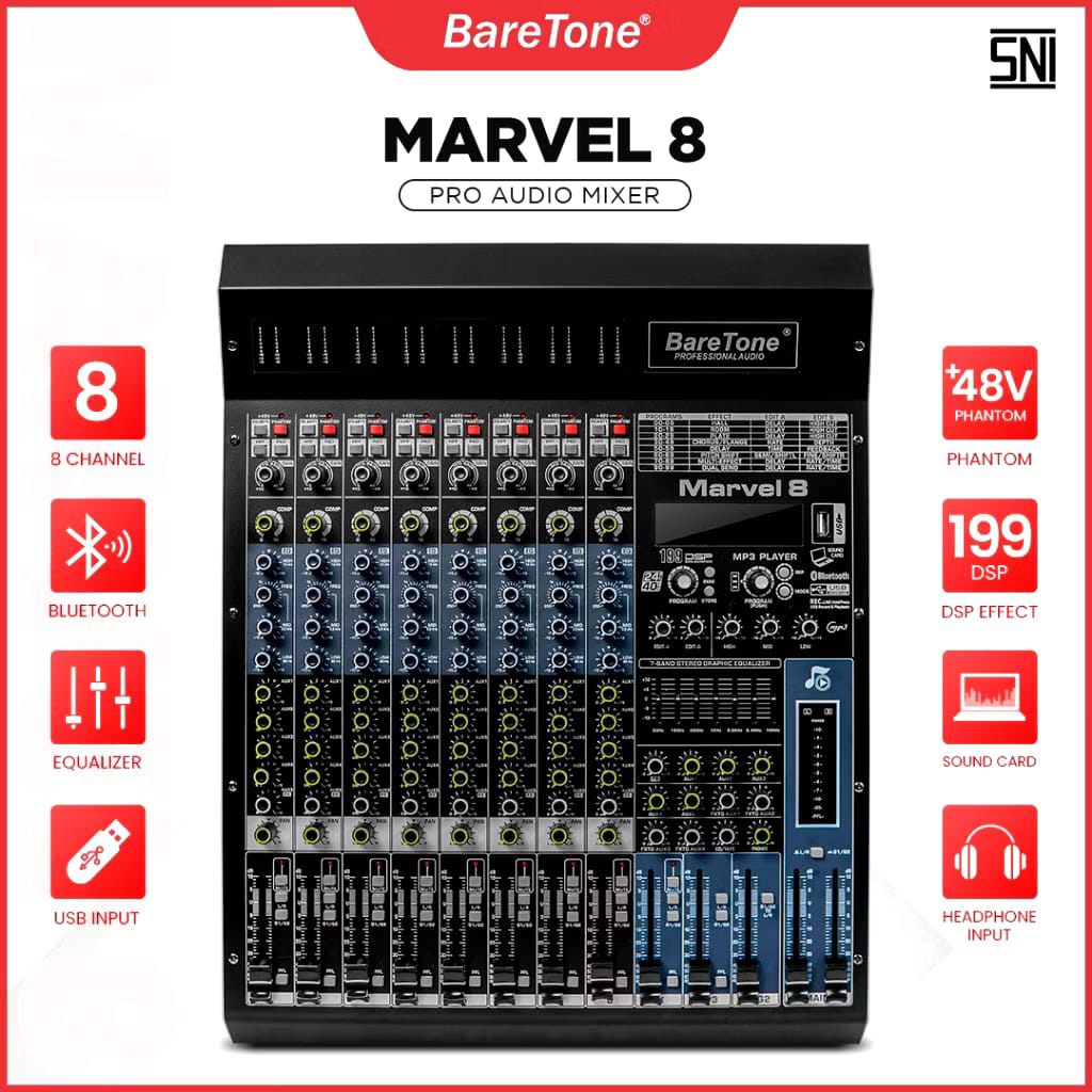 Mixer Audio Baretone Marvel 8 Original Mixer 8 Channel Baretone