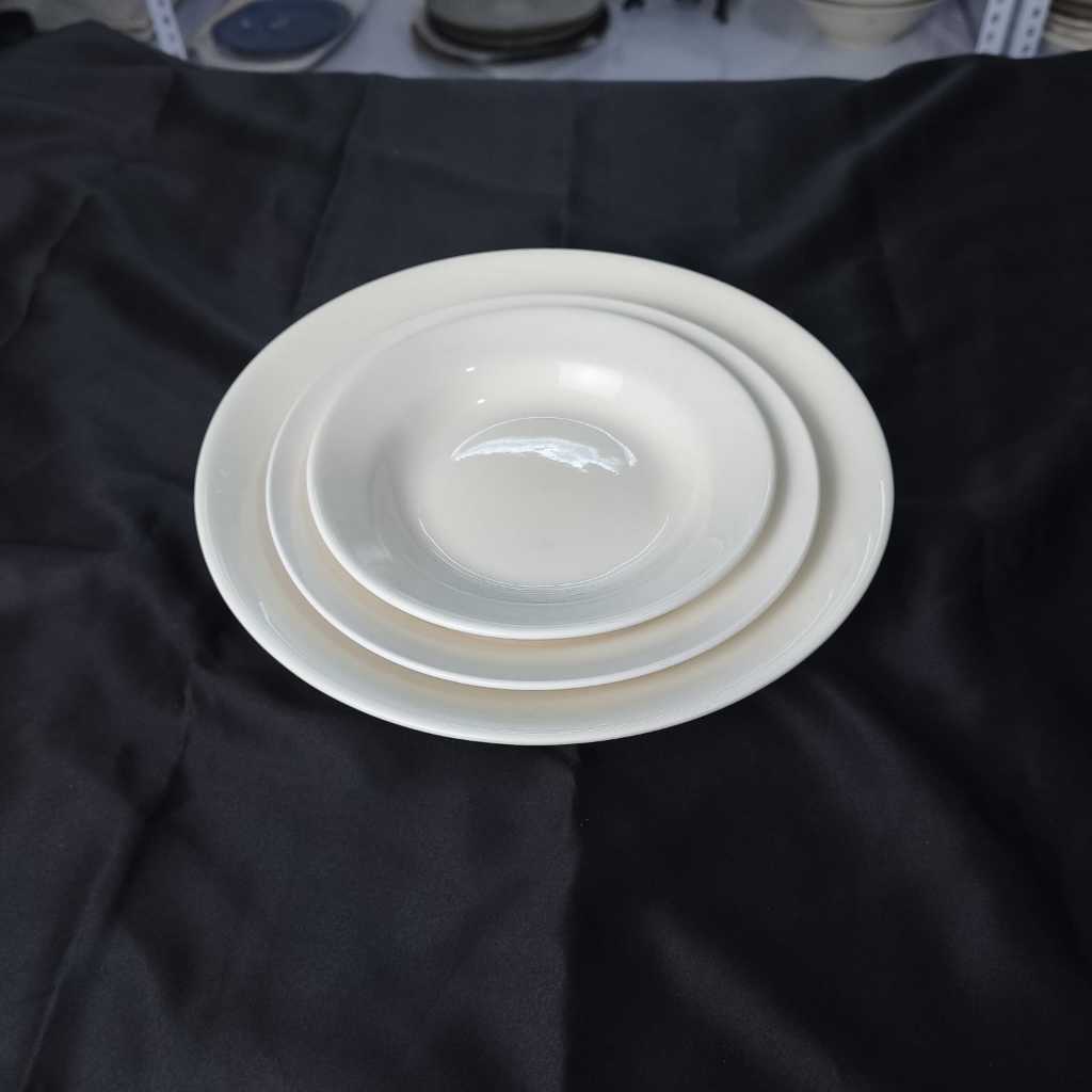 [DEFECT] Piring Makan Keramik Porcelain Bulat Multifungsi 6-9 inch Warna Putih Polos
