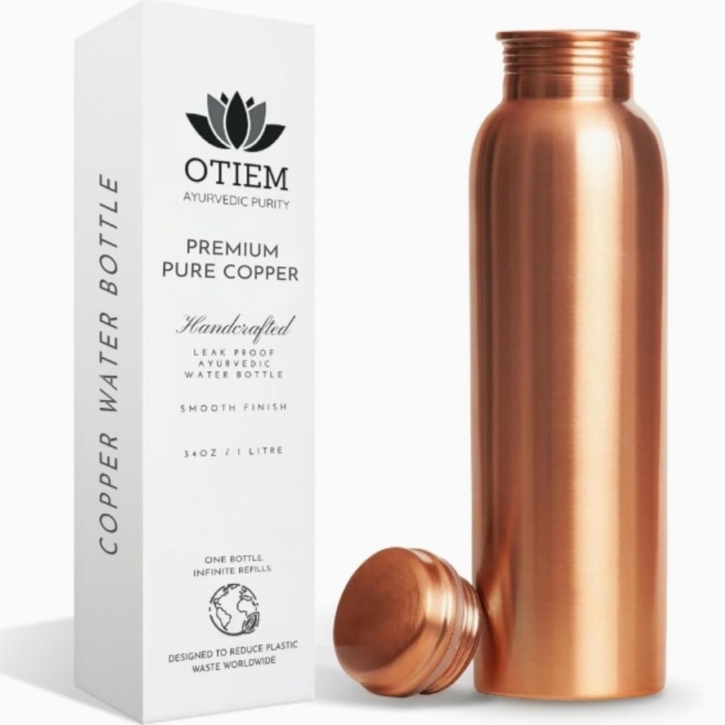 Otiem Copper Water Bottle for Drinking Water 100% Copper Bottle Tumbler, 34 oz Leak Proof