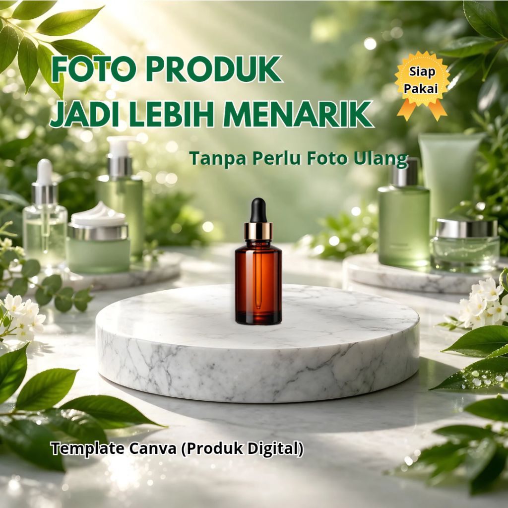 Background Foto Produk Skincare Green Natural HD | Template Canva untuk Jualan Shopee Instagram Feed