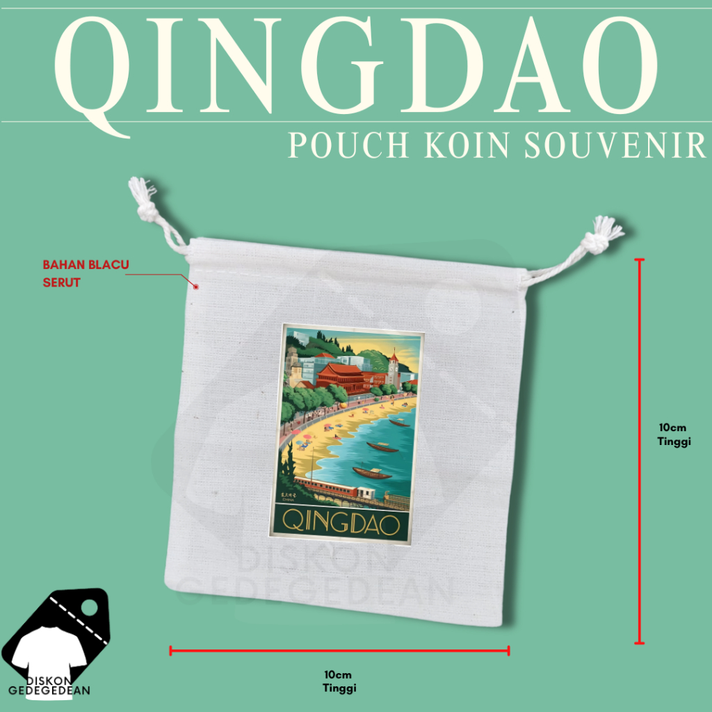 Diskongedegedean Pouch Dompet Koin Souvenir Qingdao Dompet Koin Oleh Oleh China Bahan Blacu Type 3
