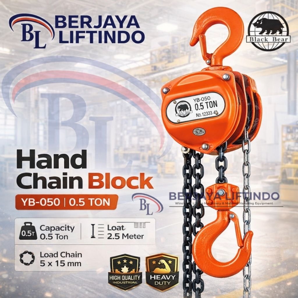 Takel manual 500 kg Black Bear YB050 / Chain Block 500 kg Black Bear  YB-050