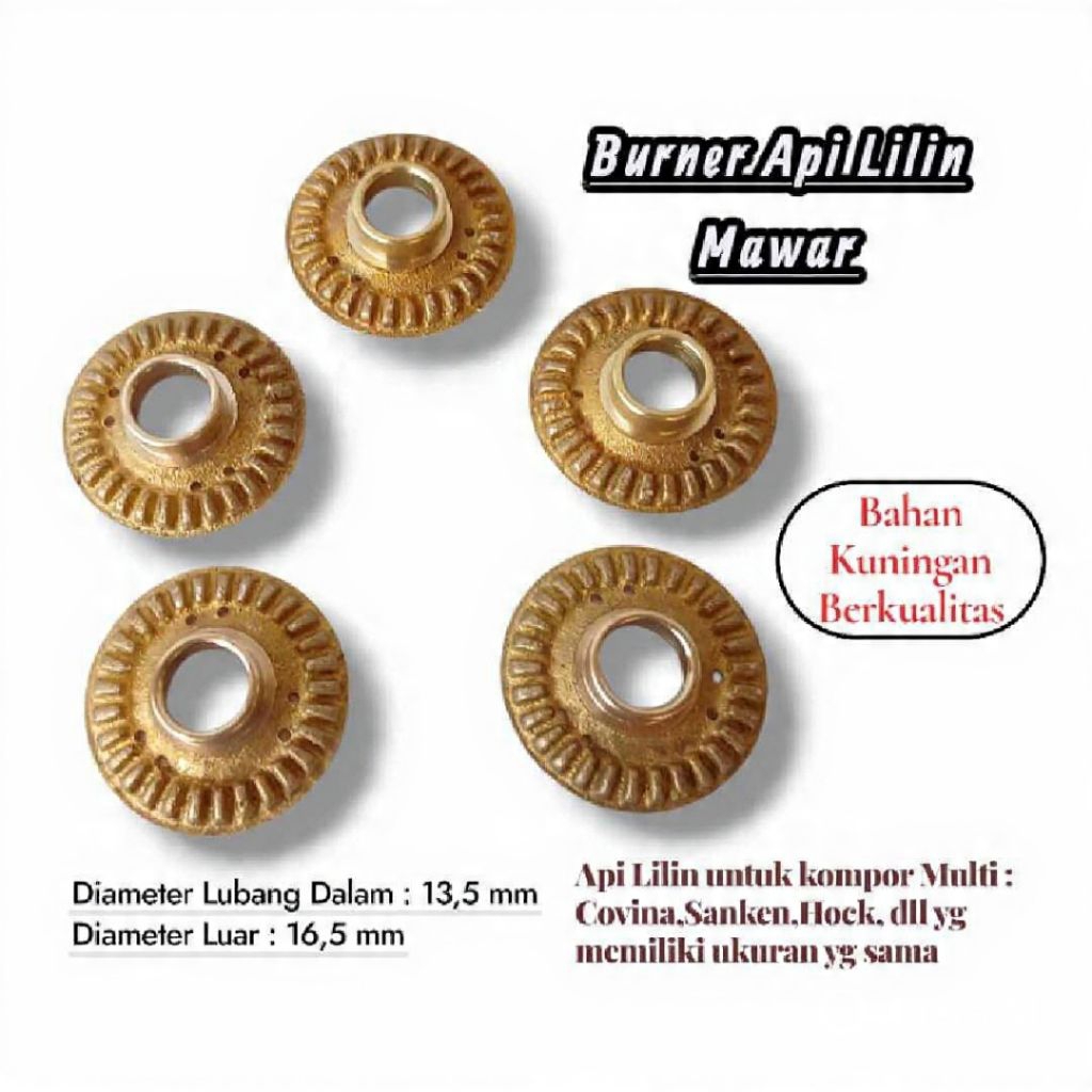 Burner Api Lilin Mawar Multi | Burner Api Lilin Tengah Kompor SANKEN, HOCK, QUANTUM ISI 1 pcs